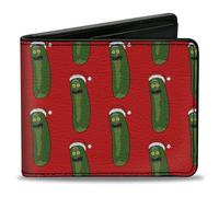 Bi-Fold Wallet Rick and Morty Holiday Pickle Rick Santa Clause Pose Red