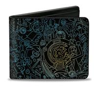 Bi-Fold Wallet Rick and Morty Portal Chase and Icons Collage Black/Blues/Yellows