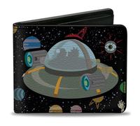 Bi-Fold Wallet Rick and Morty Spaceship Silhouette Multi Color