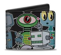Bi-Fold Wallet Robots CLOSE-UP Black