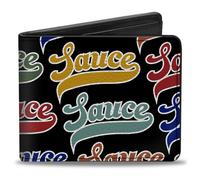 Bi-Fold Wallet SAUCE Baseball Script Black/Multi Color