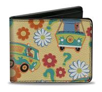 Bi-Fold Wallet Scooby Doo Mystery Machine and Flowers Collage Cream