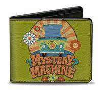 Bi-Fold Wallet Scooby Doo MYSTERY MACHINE Sun Rays and Flowers Icon Green