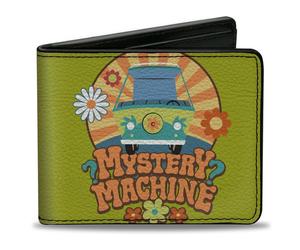 Bi-Fold Wallet Scooby Doo MYSTERY MACHINE Sun Rays and Flowers Icon Green