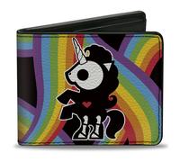 Bi-Fold Wallet SKELANIMALS Bonita the Unicorn Pose and Title Logo Rainbows