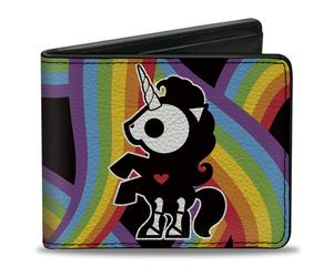 Bi-Fold Wallet SKELANIMALS Bonita the Unicorn Pose and Title Logo Rainbows
