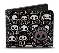 Bi-Fold Wallet SKELANIMALS DEAD ANIMALS NEED LOVE TOO Collage and Animals Black/