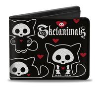 Bi-Fold Wallet SKELANIMALS Kit the Cat Poses and Title Logo Black/White