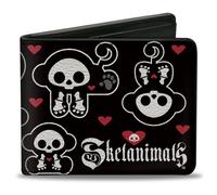 Bi-Fold Wallet SKELANIMALS Marcy the Monkey Poses and Title Logo Black/White