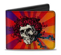 Bi-Fold Wallet Skull & Roses/Rays Ombre Orange/Reds/Blues