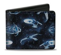 Bi-Fold Wallet Star Trek Spaceship Fleet in Space and Title Logo Blues
