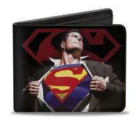 Bi-Fold Wallet Superman Forever Clark Kent-Superman Transition/Shield Black/Red