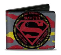 Bi-Fold Wallet Superman THE ORIGINAL MAN OF STEEL Badge Camo Gray/Red/Yellow/Blu