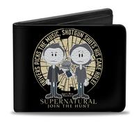 Bi-Fold Wallet Supernatural Sam & Dean Caricatures/DRIVER PICKS THE MUSIC/Shatte