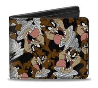 Bi-Fold Wallet Tasmanian Devil Vortex Poses Scattered Black