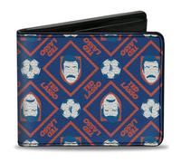 Bi-Fold Wallet TED LASSO Text with Icon and Soccer Ball Pattern Blues/White/Red