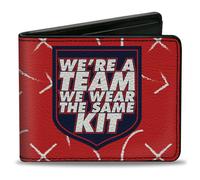Bi-Fold Wallet Ted Lasso WE'RE A TEAM WE WEAR THE SAME KIT Quote Badge Red/Navy/