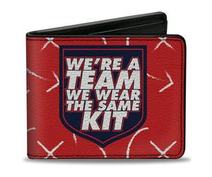 Bi-Fold Wallet Ted Lasso WE'RE A TEAM WE WEAR THE SAME KIT Quote Badge Red/Navy/