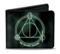 Bi-Fold Wallet THE DEATHLY HALLOWS Cloak/Stone/Wand Trinity Black/Greens