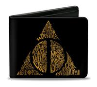 Bi-Fold Wallet The Deathly Hallows WAND/STONE/CLOAK MASTER OF DEATH Symbol Black