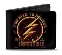 Bi-Fold Wallet The Flash Logo9 YOU NEED TO BELIEVE IN THE IMPOSSIBLE Black/Gold/