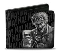 Bi-Fold Wallet THE JOKER Wine Glass Pose/HA HA Black/Grays/White