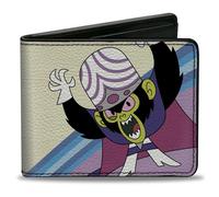 Bi-Fold Wallet The Powerpuff Girls Mojo Jojo Pose and Text Ivory/Blues