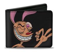 Bi-Fold Wallet The Ren & Stimpy Show Ren Winking Pose CLOSE-UP + Logo Black