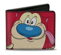 Bi-Fold Wallet The Ren & Stimpy Show Stimpy Face CLOSE-UP + Logo Red