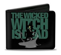 Bi-Fold Wallet The Wizard of Oz THE WICKED WITCH IS DEAD Quote Black/Green/Grays