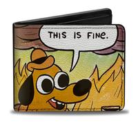 Bi-Fold Wallet THIS IS FINE Question Hound Cafe Fire Comic Strip