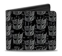 Bi-Fold Wallet Transformers Autobot Decepticon Icon Split Black/Grays