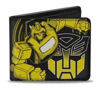 Bi-Fold Wallet Transformers Bumblebee Pose and Autobot Logo Shield Black/Yellows