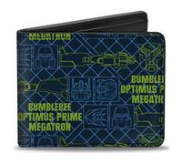Bi-Fold Wallet Transformers Character Trio Text and Faces Blues/Yellows