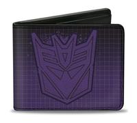 Bi-Fold Wallet Transformers DECEPTICONS Shield Splatter and Text Grid Fade Purpl