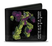 Bi-Fold Wallet Transformers DEVASTATOR Action Pose and Decepticon Shield Black/S