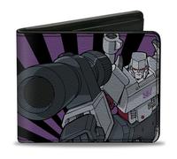 Bi-Fold Wallet Transformers Megatron Blaster and Standing Poses Rays Black/Purpl