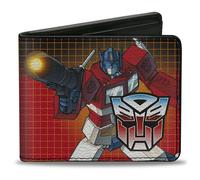 Bi-Fold Wallet Transformers Optimus Prime Blaster Pose and Autobot Shield Grid F