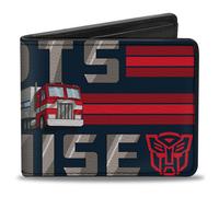 Bi-Fold Wallet Transformers Optimus Prime ROBOTS IN DISGUISE Icons Blue/Reds