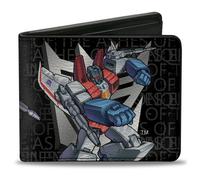 Bi-Fold Wallet Transformers STARSCREAM Poses and Decepticon Shield Black/Grays