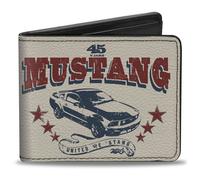 Bi-Fold Wallet Vintage MUSTANG 45 YEARS/UNITED WE 'STANG Scroll Ivory/Navy/Red