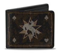 Bi-Fold Wallet Western NO GUTS NO GLORY Skull and Crossbones Browns/Gray