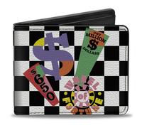 Bi-Fold Wallet - Wheel Of Fortune Spin To Win Checker Black/White/M... ACC NUOVO