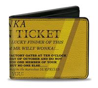 Bi-Fold Wallet Willy Wonka and the Chocolate Factory Golden Ticket Text Yellows