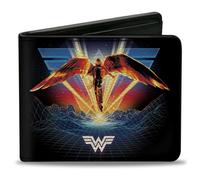 Bi-Fold Wallet Wonder Woman 1984 Golden Armor Pose/WW Logo/Topography Black/Blue