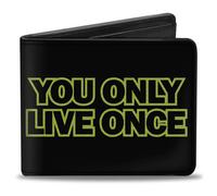 Bi-Fold Wallet YOU ONLY LIVE ONCE Black/Neon Green