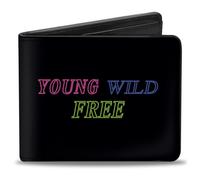 Bi-Fold Wallet YOUNG WILD AND FREE Outline Black/Multi Neon
