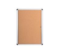 Bi-Office Bacheca Enclore Extra In Sughero, Bacheca Con Anta Battente Per Interni in Alluminio, Verticale 9 x A4
