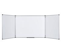 Bi-Office Lavagna Bianca Magnetica Pieghevole Trio, Lavagna Cancellabile A Secco Multi-Superficie Salva-Spazio, Dimensioni Da Aperta 240 x 90 cm, Da Chiusa 120 x 90 cm