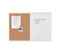 Bi-Office Lavagna Combinata Con Due Superficie Sughero e Magnetica Cancellabile A Secco, Cornice in Legno, 90 x 60 cm